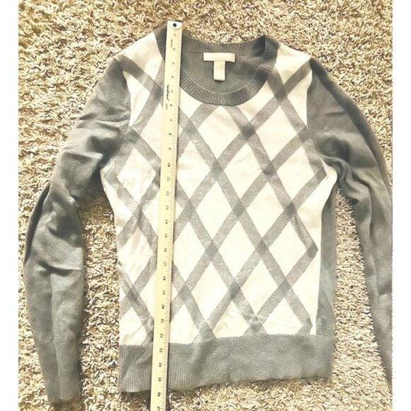 Banana Republic Preppy Italian Yarn Merino Wool Cashmere Blend Argyle Sweater L - Picture 7 of 7